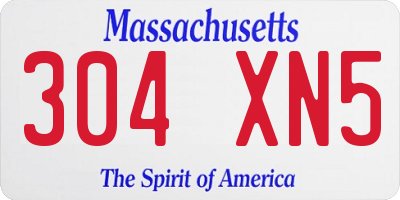 MA license plate 304XN5