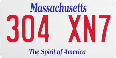 MA license plate 304XN7