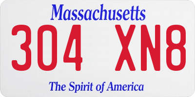 MA license plate 304XN8