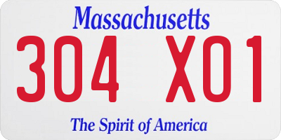 MA license plate 304XO1