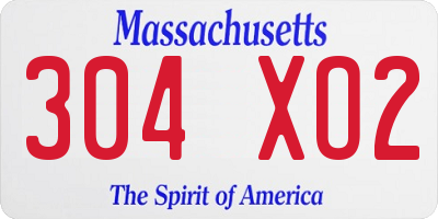 MA license plate 304XO2