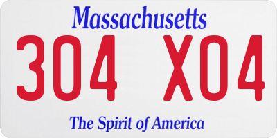 MA license plate 304XO4