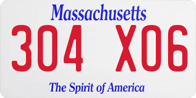 MA license plate 304XO6