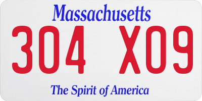 MA license plate 304XO9