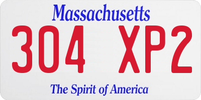 MA license plate 304XP2