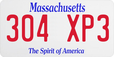 MA license plate 304XP3