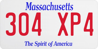 MA license plate 304XP4