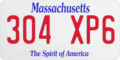 MA license plate 304XP6