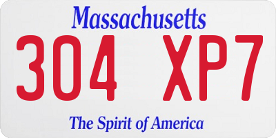 MA license plate 304XP7