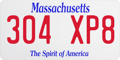 MA license plate 304XP8