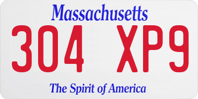 MA license plate 304XP9