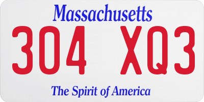MA license plate 304XQ3