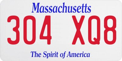 MA license plate 304XQ8