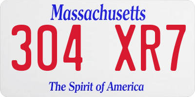 MA license plate 304XR7