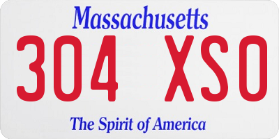 MA license plate 304XS0