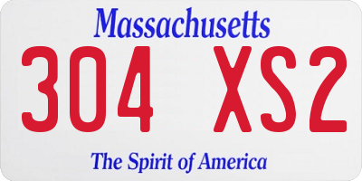 MA license plate 304XS2