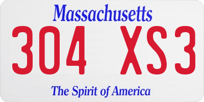 MA license plate 304XS3
