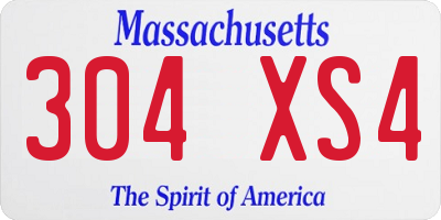MA license plate 304XS4