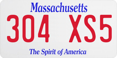MA license plate 304XS5