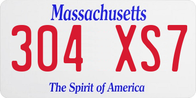 MA license plate 304XS7