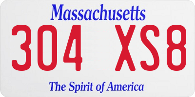 MA license plate 304XS8