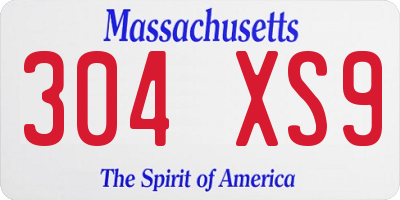 MA license plate 304XS9