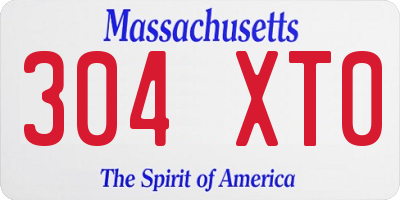 MA license plate 304XT0