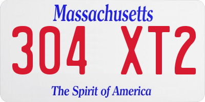 MA license plate 304XT2