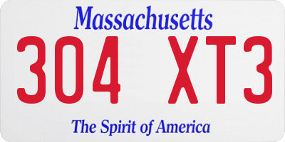 MA license plate 304XT3