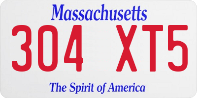 MA license plate 304XT5