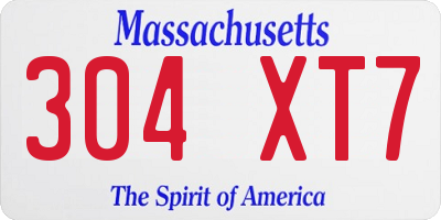 MA license plate 304XT7