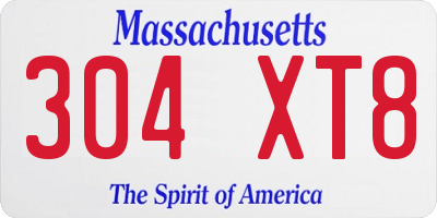 MA license plate 304XT8