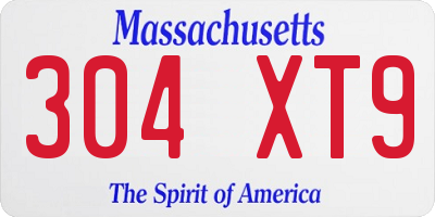 MA license plate 304XT9