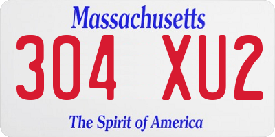 MA license plate 304XU2