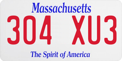 MA license plate 304XU3