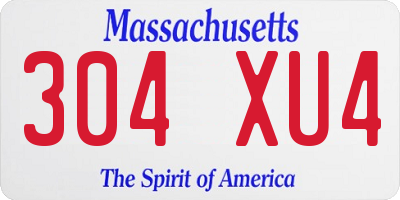 MA license plate 304XU4
