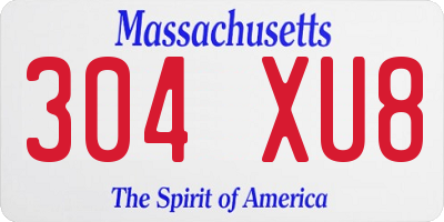 MA license plate 304XU8