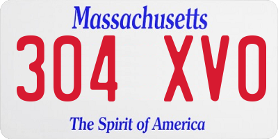 MA license plate 304XV0