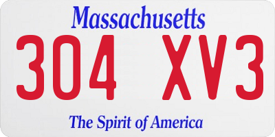 MA license plate 304XV3
