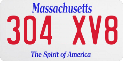 MA license plate 304XV8