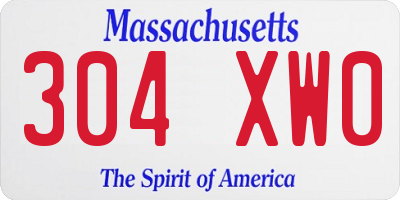 MA license plate 304XW0