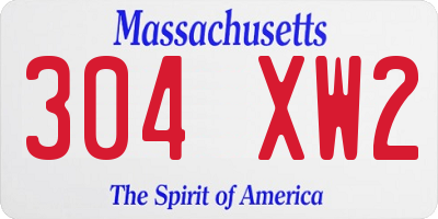 MA license plate 304XW2