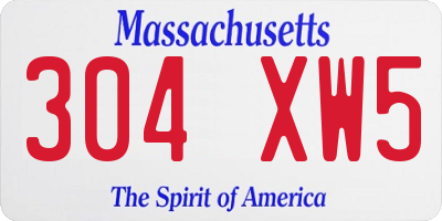 MA license plate 304XW5
