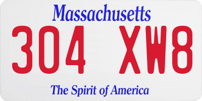 MA license plate 304XW8