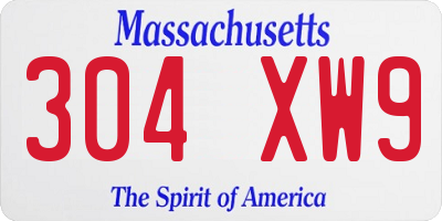 MA license plate 304XW9