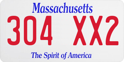 MA license plate 304XX2