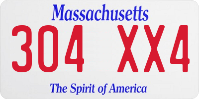 MA license plate 304XX4