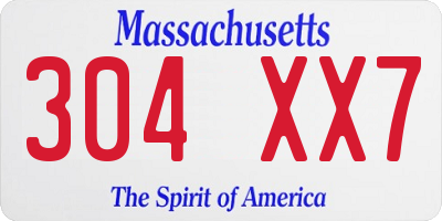 MA license plate 304XX7