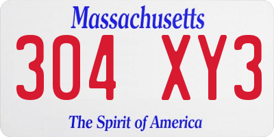 MA license plate 304XY3