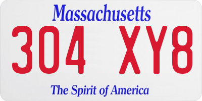 MA license plate 304XY8